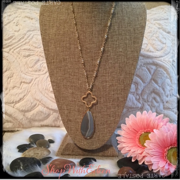 Shop With Eileen Jewelry - 🆕 Gold Chain Maltese Cross Gray Stone Necklace